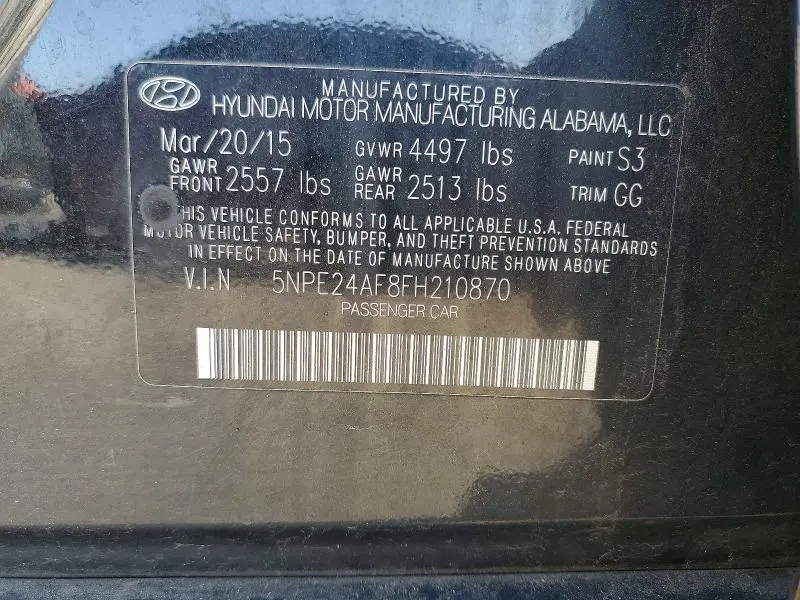 2015 HYUNDAI SONATA SE  