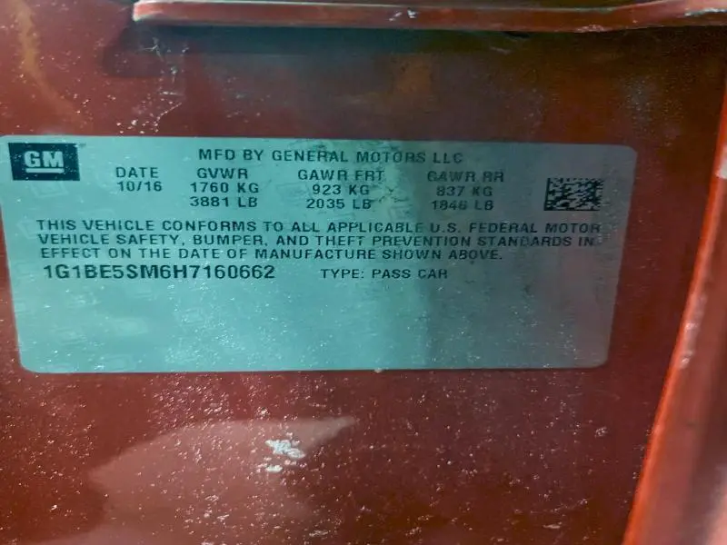 2017 CHEVROLET CRUZE LT  