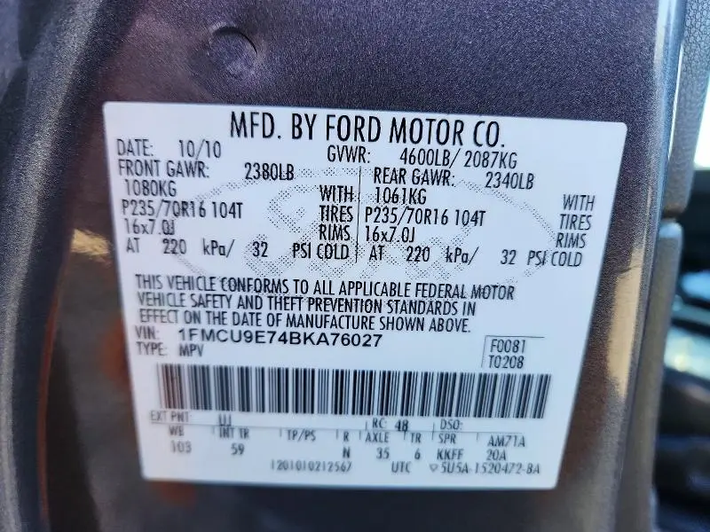 2011 FORD ESCAPE LIMITED  