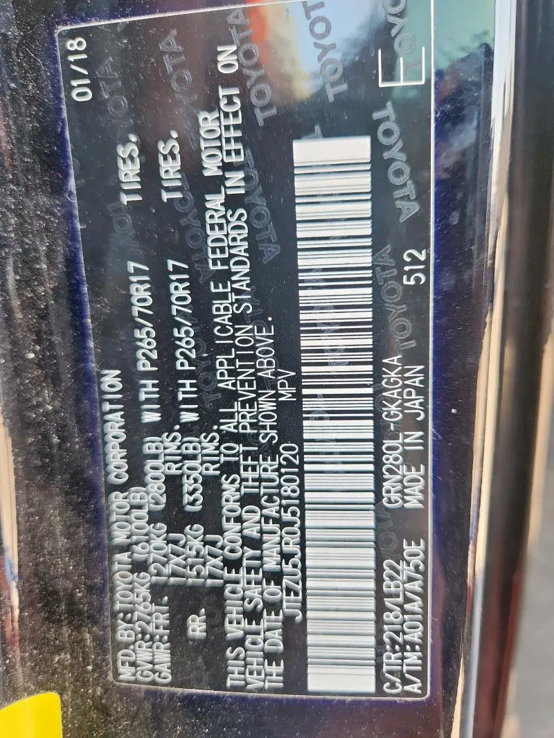 2018 TOYOTA 4RUNNER SR5  