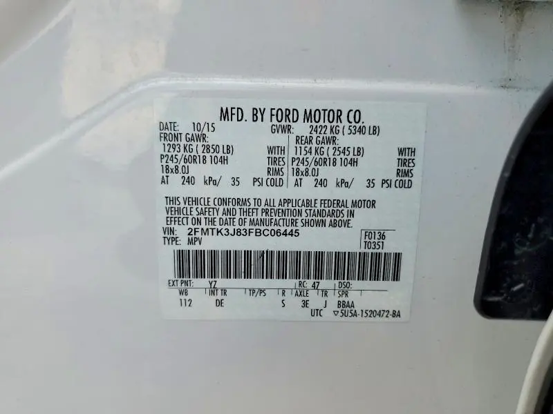 2015 FORD EDGE SEL  