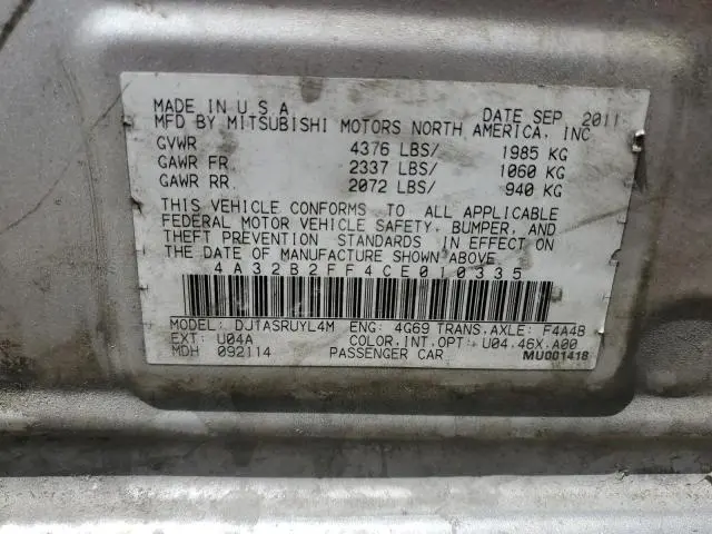 2012 MITSUBISHI GALANT FE  