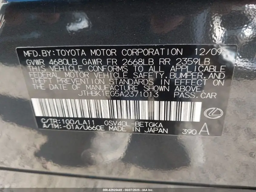 2010 LEXUS ES 350  