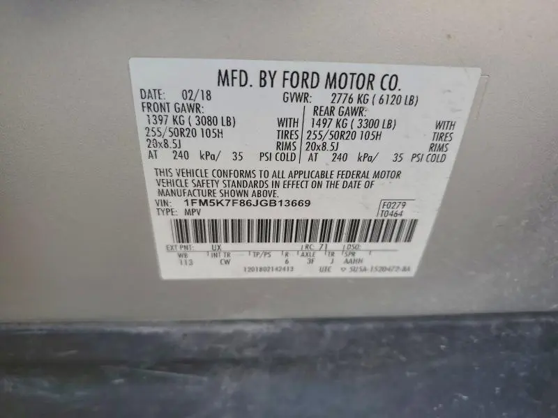 2018 FORD EXPLORER LIMITED  