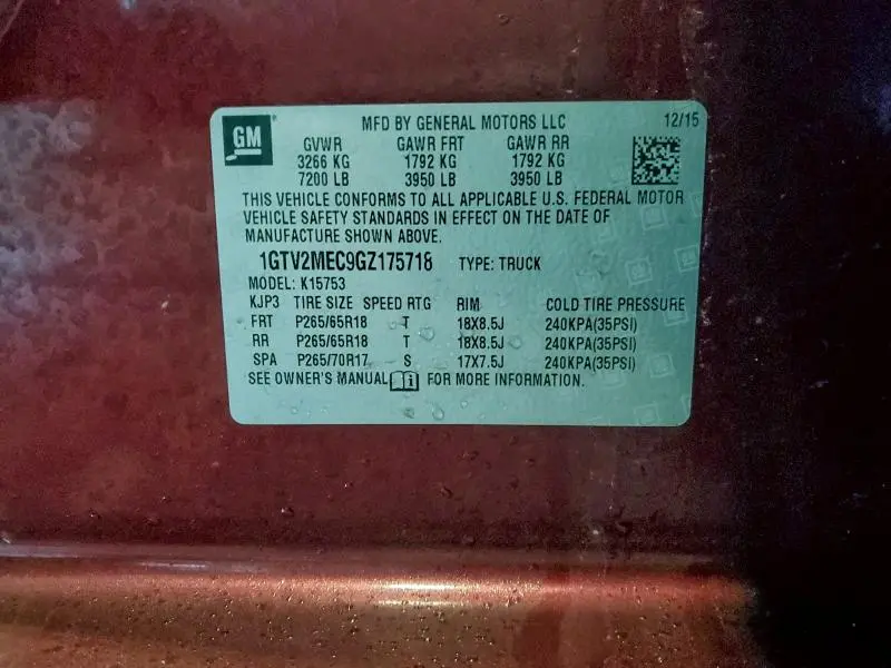 2016 GMC SIERRA K1500 SLE  