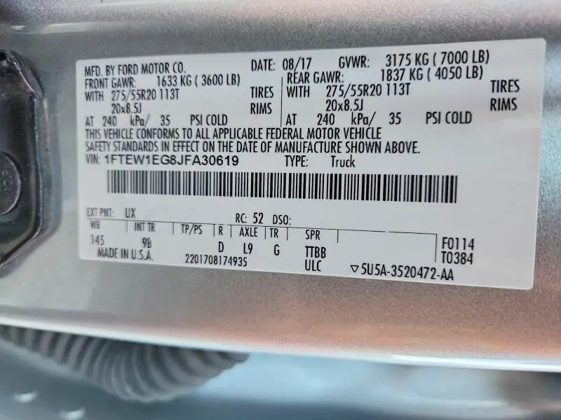 2018 FORD F150 SUPERCREW  