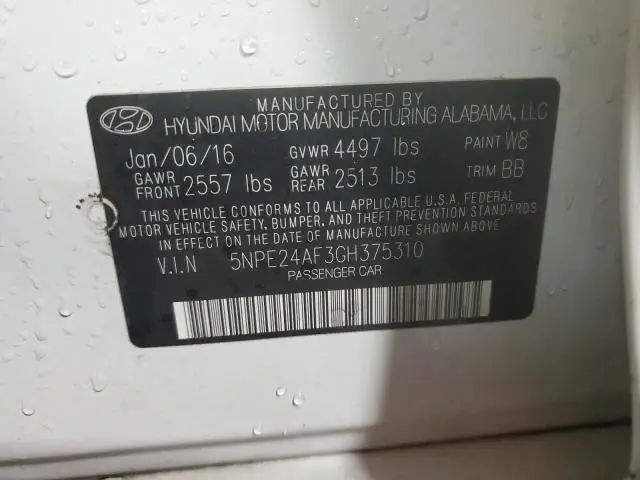 2016 HYUNDAI SONATA SE  