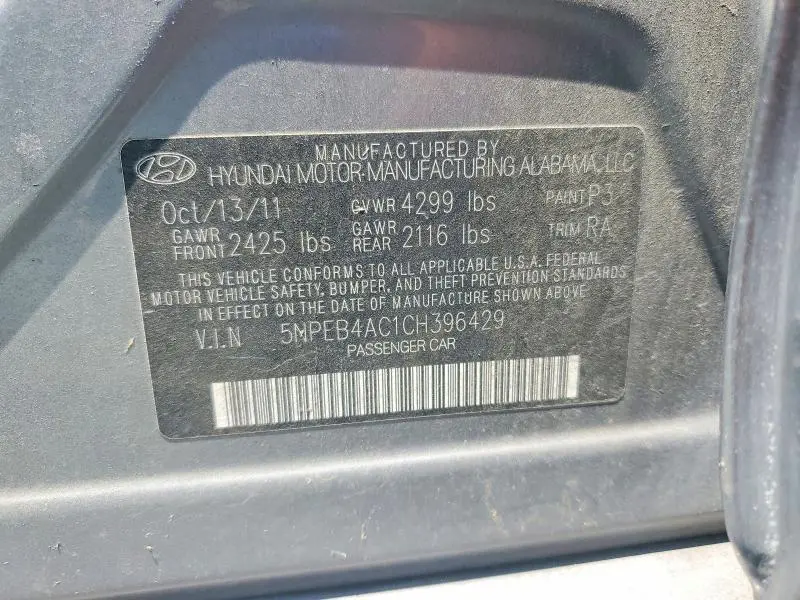 2012 HYUNDAI SONATA GLS  
