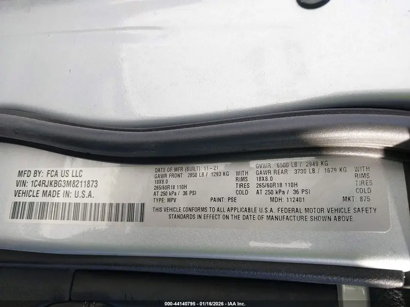 2021 JEEP GRAND CHEROKEE L LIMITED 4X4