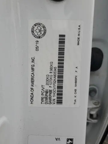 2019 HONDA ACCORD TOURING  