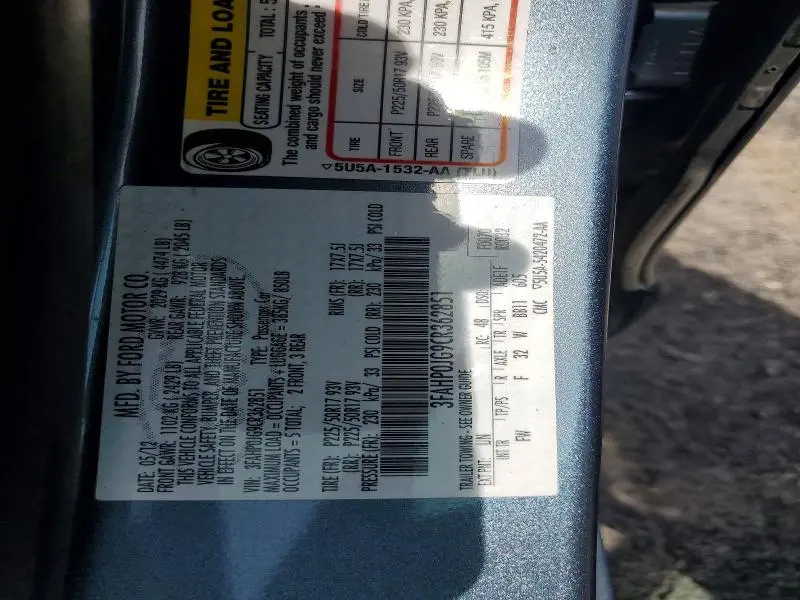 2012 FORD FUSION SEL  
