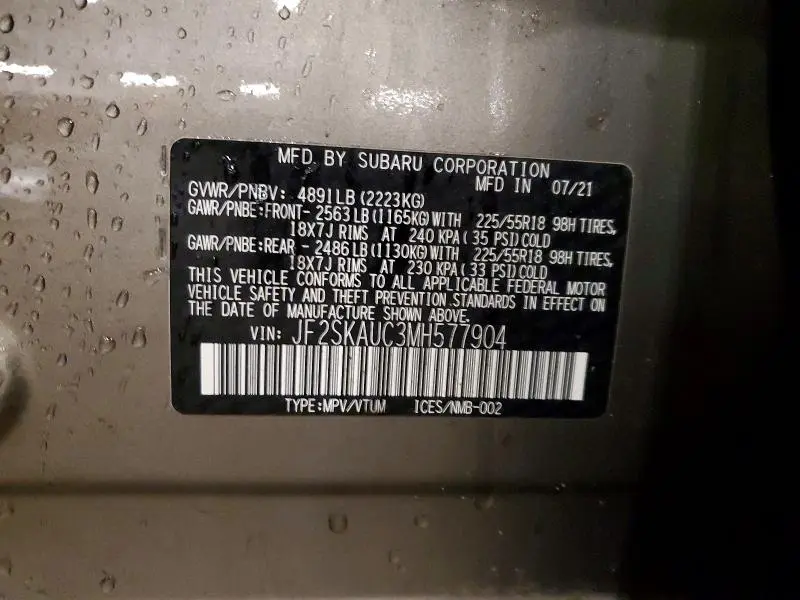 2021 SUBARU FORESTER LIMITED  