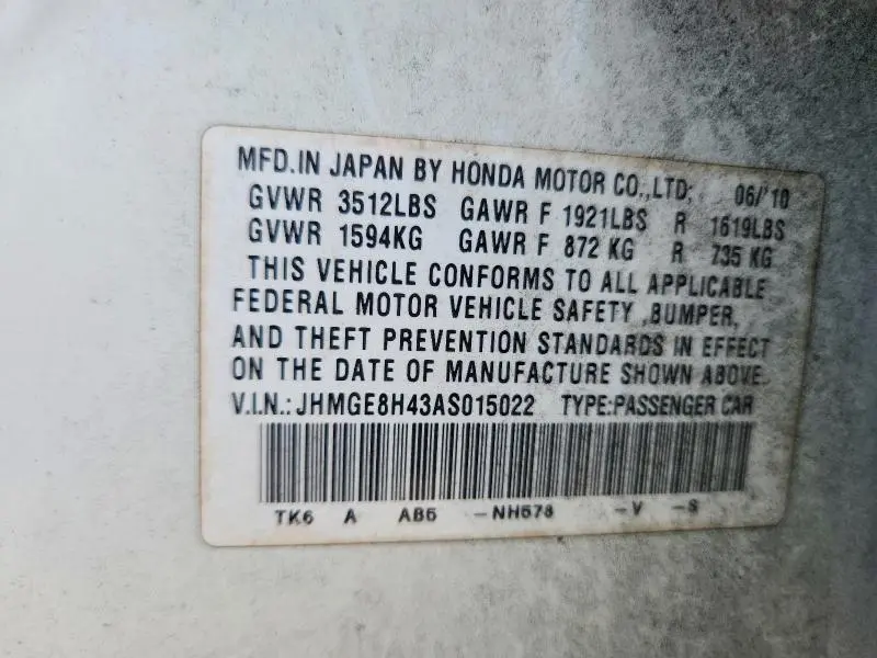 2010 HONDA FIT SPORT  