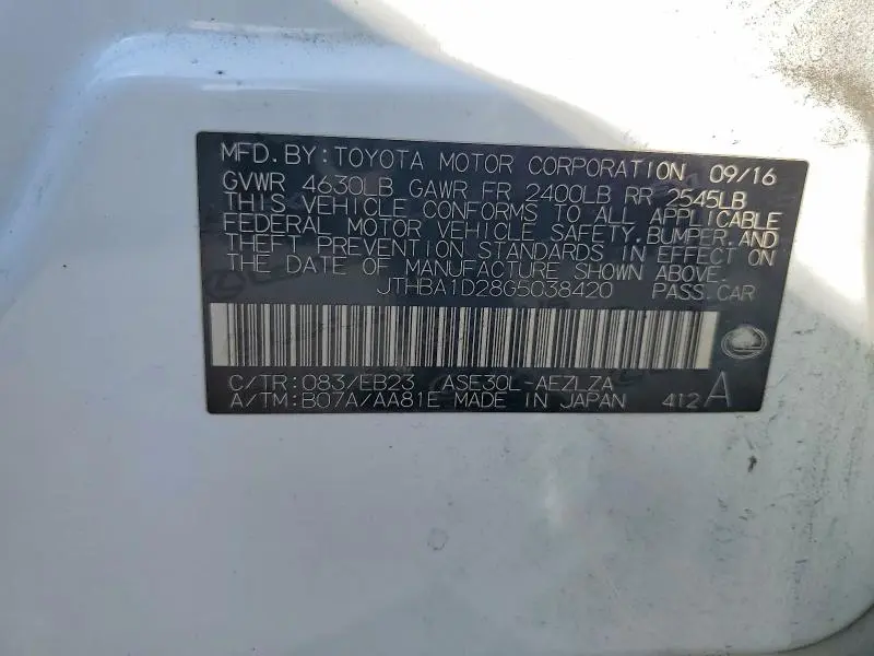2016 LEXUS IS 200T  