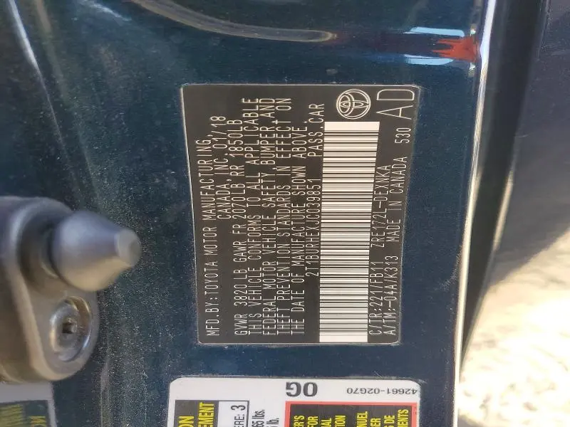 2018 TOYOTA COROLLA LE  
