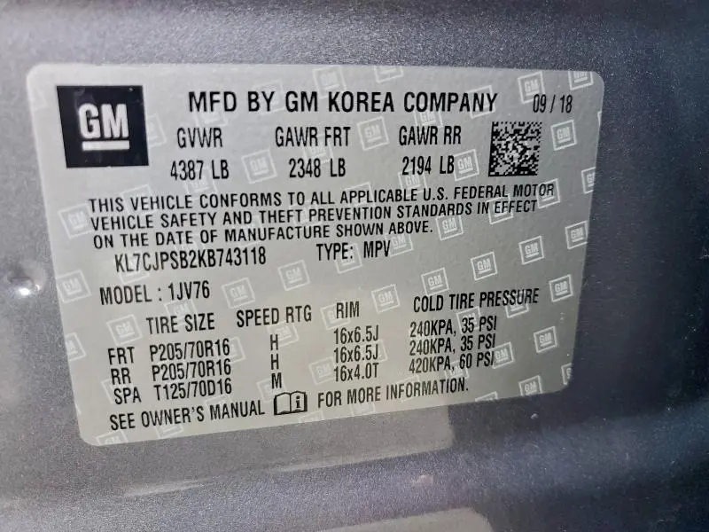 2019 CHEVROLET TRAX 1LT  