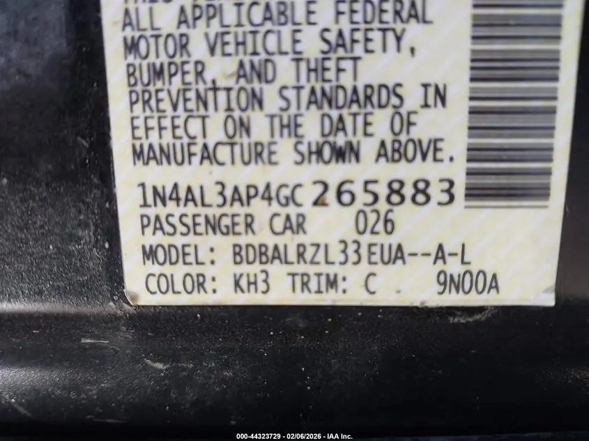 2016 NISSAN ALTIMA 2.5 SL