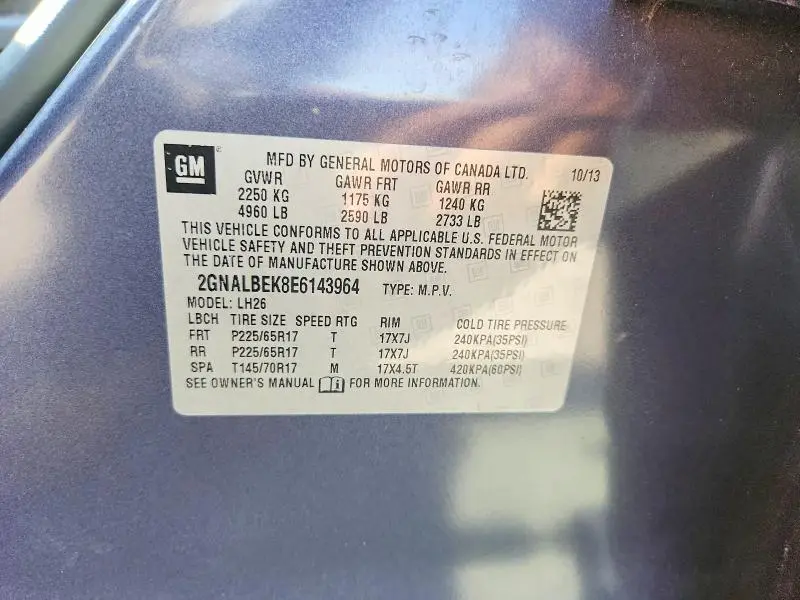 2014 CHEVROLET EQUINOX LT  