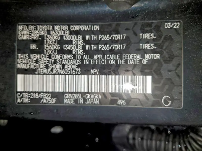 2022 TOYOTA 4RUNNER SR5/SR5 PREMIUM  