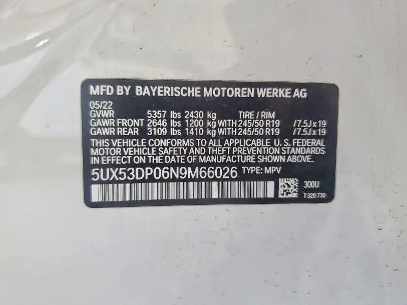 2022 BMW X3 XDRIVE30I  