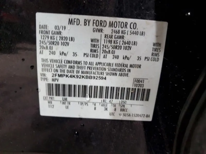 2019 FORD EDGE TITANIUM  