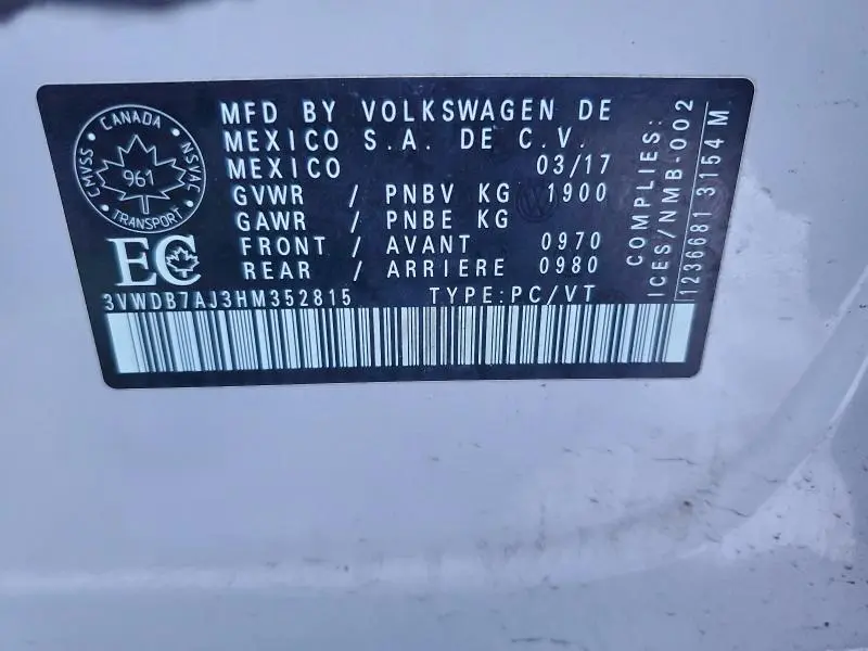 2017 VOLKSWAGEN JETTA SE  