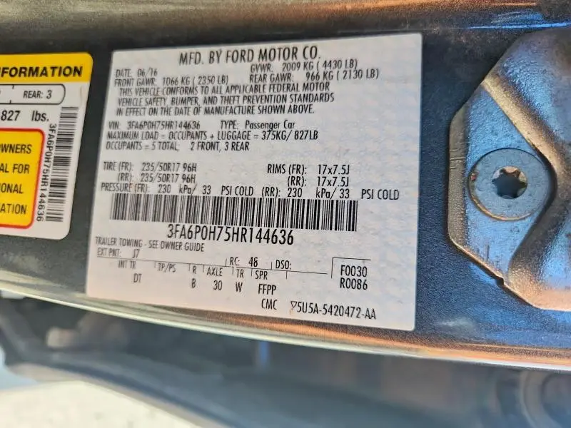 2017 FORD FUSION SE  