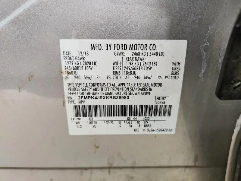 2019 FORD EDGE SEL  