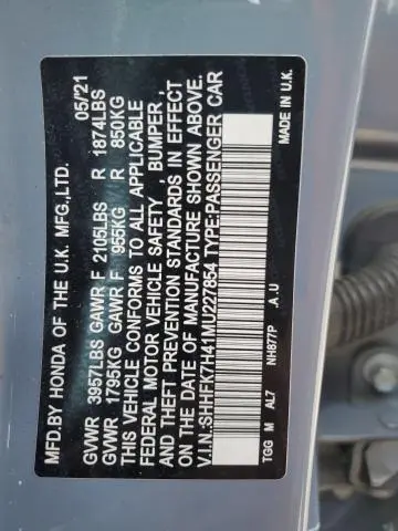 2021 HONDA CIVIC SPORT  