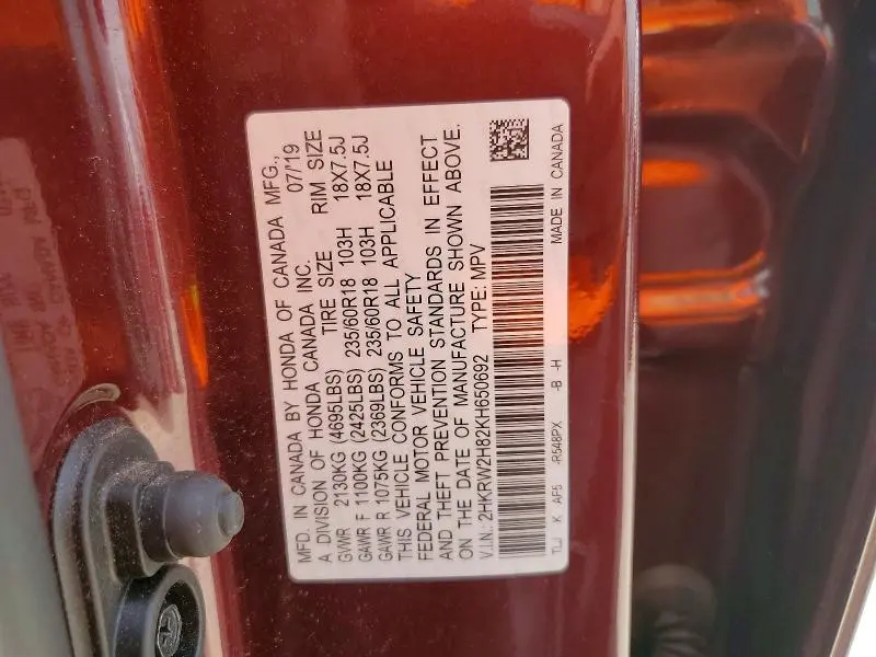 2019 HONDA CR-V EXL  