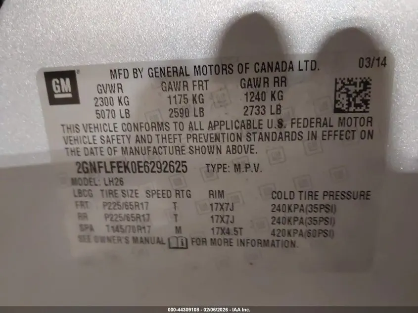 2014 CHEVROLET EQUINOX 1LT