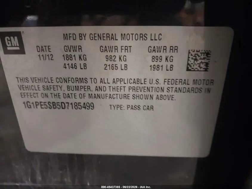 2013 CHEVROLET CRUZE 2LT AUTO
