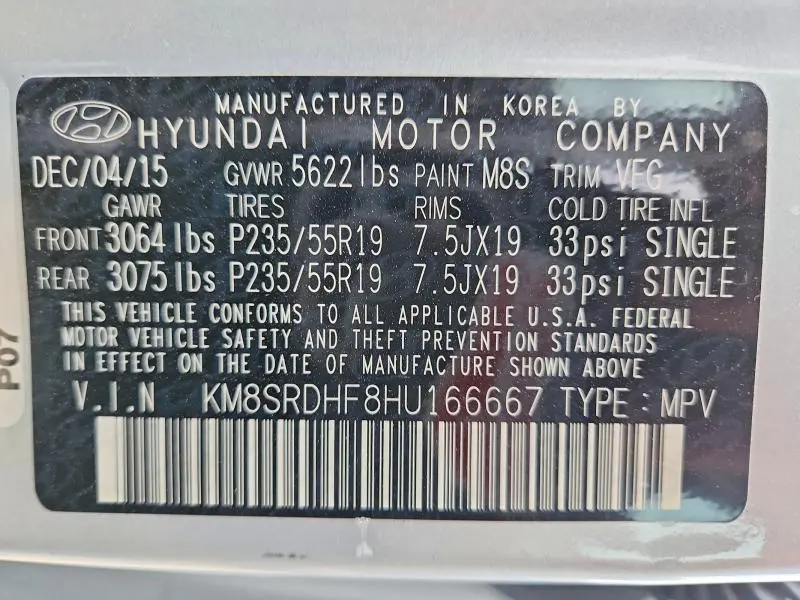 2017 HYUNDAI SANTA FE LIMITED ULTIMATE  