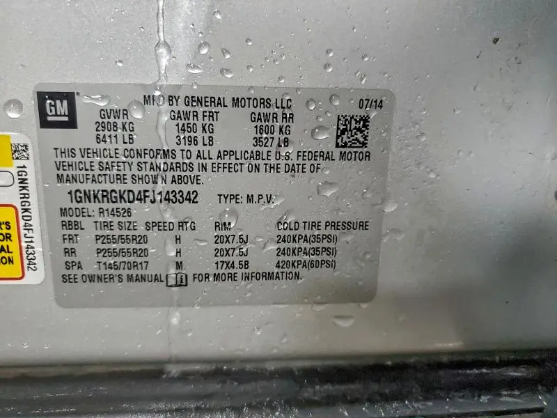 2015 CHEVROLET TRAVERSE LT  