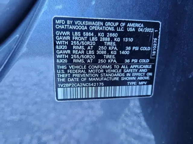 2022 VOLKSWAGEN ATLAS SEL  