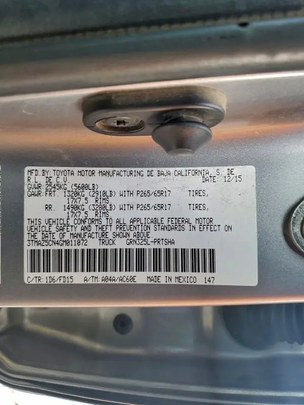 2016 TOYOTA TACOMA DOUBLE CAB  