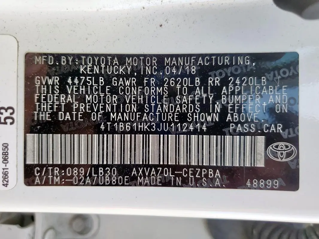 2018 TOYOTA CAMRY XSE  