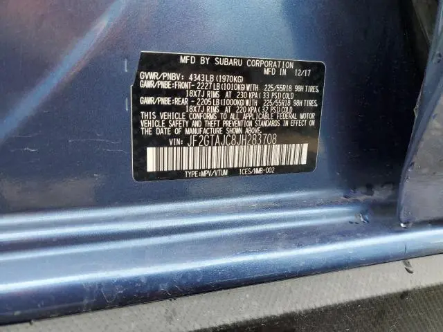 2018 SUBARU CROSSTREK LIMITED  