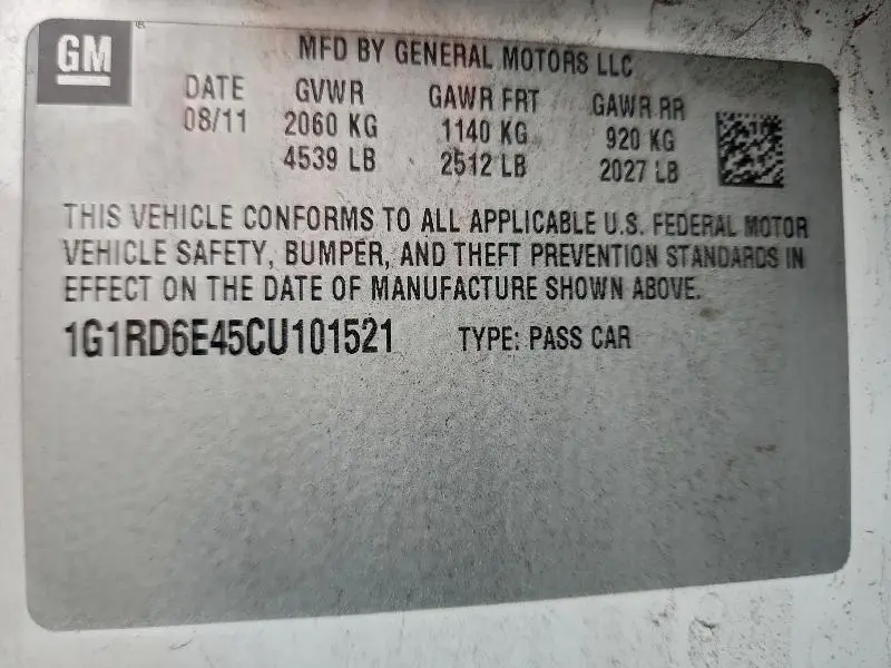2012 CHEVROLET VOLT   