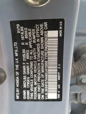 2019 HONDA CIVIC SPORT  