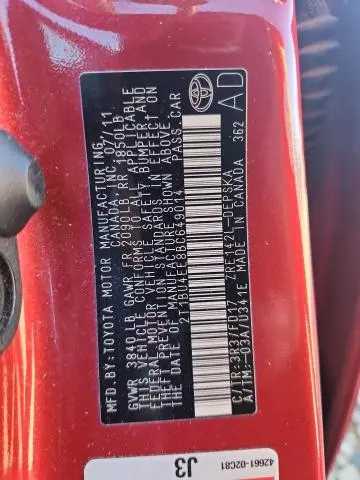 2011 TOYOTA COROLLA BASE  