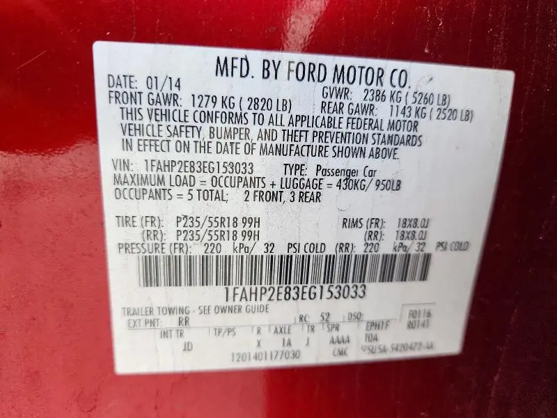 2014 FORD TAURUS SEL  