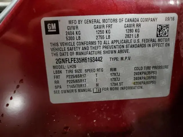 2017 CHEVROLET EQUINOX LT  