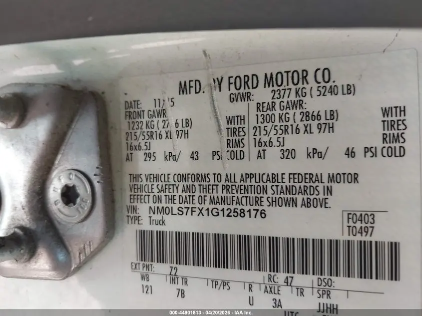 2016 FORD TRANSIT CONNECT XLT