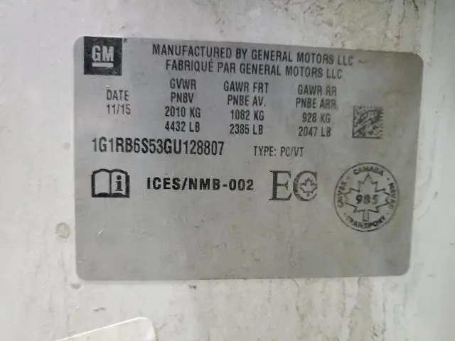 2016 CHEVROLET VOLT LTZ  