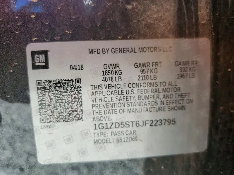 2018 CHEVROLET MALIBU LT  