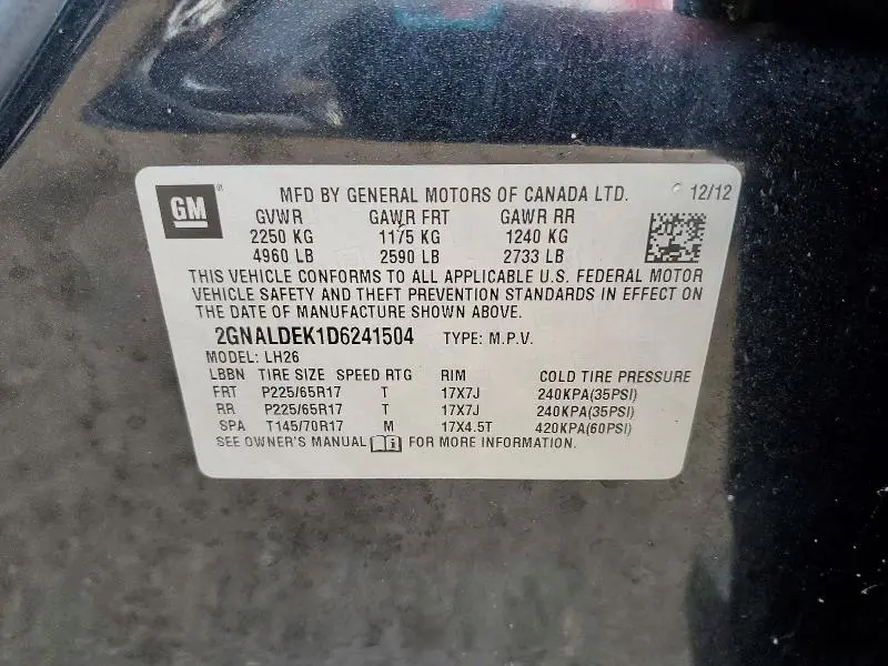 2013 CHEVROLET EQUINOX LT  