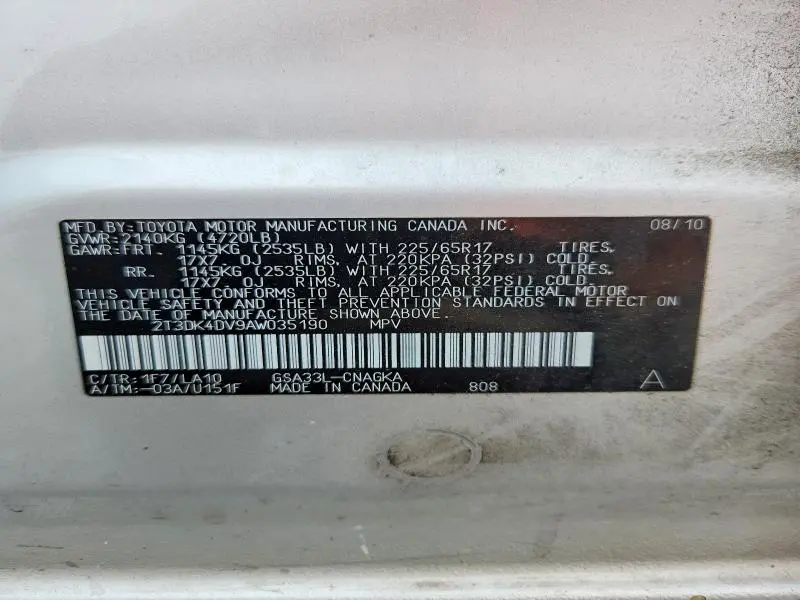 2010 TOYOTA RAV4 LIMITED  