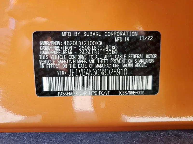 2022 SUBARU WRX LIMITED