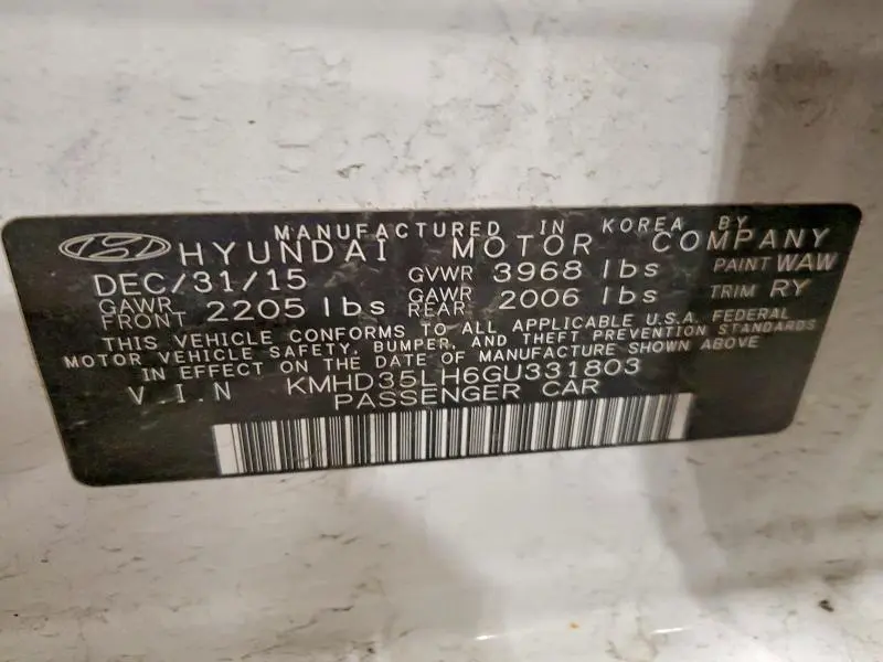 2016 HYUNDAI ELANTRA   